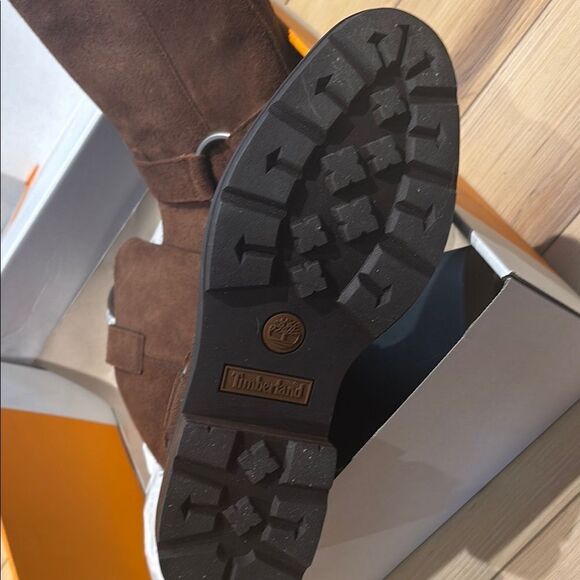 Timberland Brown Leather Combat Moto Boots - Picture 2 of 4
